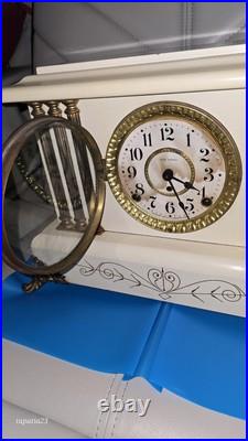 Vintage Seth Thomas White Adamantine Bronze 6 Column Mantle Clock (No Key) Vintage Seth Thomas White Adamantine Bronze 6 Column Mantle Clock (No Key)