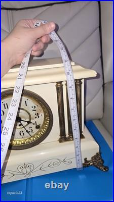 Vintage Seth Thomas White Adamantine Bronze 6 Column Mantle Clock (No Key) Vintage Seth Thomas White Adamantine Bronze 6 Column Mantle Clock (No Key)