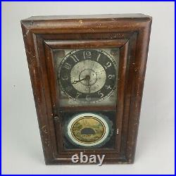 Vintage Seth Thomas Wooden Housed Eight Day Spring Clock Painted Glass