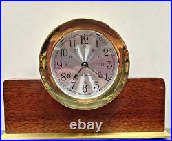 Vintage Ship Brass Weather Bell 5 Clock & Base Seth Thomas Corsair # 1050-003