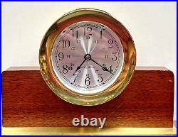 Vintage Ship Brass Weather Bell 5 Clock & Base Seth Thomas Corsair # 1050-003