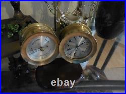 Vintage Ship Brass Weather Bell Clock With Base Seth Thomas Corsair E537-005