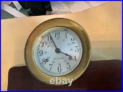 Vintage Ship Brass Weather Bell Clock With Base Seth Thomas Corsair E537-005