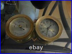 Vintage Ship Brass Weather Bell Clock With Base Seth Thomas Corsair E537-005