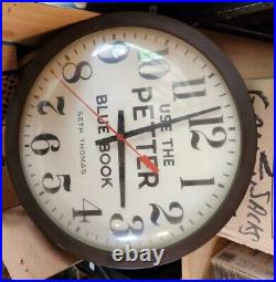 Vintage Shop Clock. Petter Blue Book. WORKS Seth Thomas. Great condition. Garage