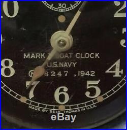 Vintage WW2 Seth Thomas Mark I Boat Clock 1942 US Navy WWII No 9980
