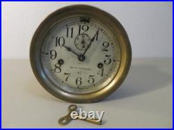Vintage WWII Seth Thomas Brass Ship's Clock No. 41 Works Key No Bell Chime