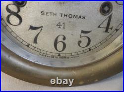 Vintage WWII Seth Thomas Brass Ship's Clock No. 41 Works Key No Bell Chime