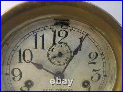 Vintage WWII Seth Thomas Brass Ship's Clock No. 41 Works Key No Bell Chime