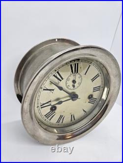 Vintage Working SETH THOMAS WWII Mechanical Nickel Porthole Ship Wall Clock 7 Vintage Working SETH THOMAS WWII Mechanical Nickel Porthole Ship Wall Clock 7