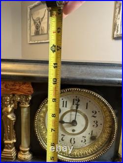 Vintage antique SETH THOMAS shelf mantle clock pillar lion woman