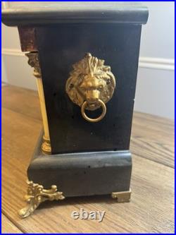 Vintage antique SETH THOMAS shelf mantle clock pillar lion woman