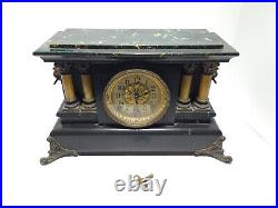 Vtg Antique Seth Thomas Mantle Clock with Key Lions & Pillars MADE IN USA