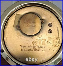 Vtg Seth Thomas Corsair E537-000 Brass Ship Clock Wood Base WORKS & HAS 2 KEYS