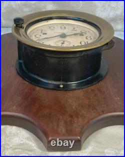 Vtg Seth Thomas Double Spring Railroad or Ship's Wall Clock on Wood Plaque Runs Vtg Seth Thomas Double Spring Railroad or Ship's Wall Clock on Wood Plaque Runs