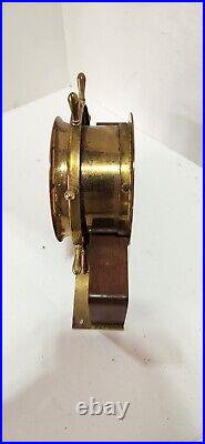 Vtg Seth Thomas Helmsman Brass Ships Wheel Bell Clock &Stand Model E543-002