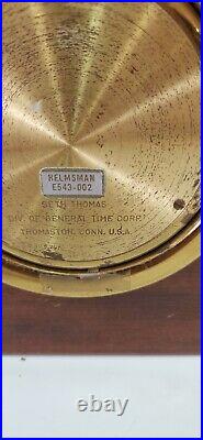 Vtg Seth Thomas Helmsman Brass Ships Wheel Bell Clock &Stand Model E543-002
