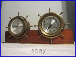 Vtg Seth Thomas Helmsman Ships Clock 1052 & Barometer 1552 INTERNAL PICS SHOWN