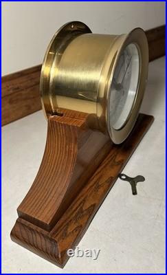 Vtg Seth Thomas Ship Brass Clock Corsair-W with Marine Wood Base German Movt Vtg Seth Thomas Ship Brass Clock Corsair-W with Marine Wood Base German Movt