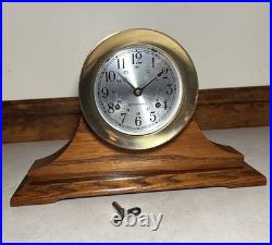Vtg Seth Thomas Ship Brass Clock Corsair-W with Marine Wood Base German Movt Vtg Seth Thomas Ship Brass Clock Corsair-W with Marine Wood Base German Movt
