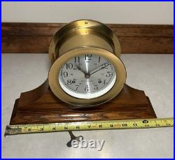 Vtg Seth Thomas Ship Brass Clock Corsair-W with Marine Wood Base German Movt Vtg Seth Thomas Ship Brass Clock Corsair-W with Marine Wood Base German Movt