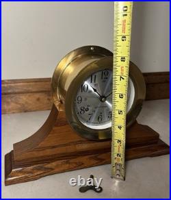 Vtg Seth Thomas Ship Brass Clock Corsair-W with Marine Wood Base German Movt Vtg Seth Thomas Ship Brass Clock Corsair-W with Marine Wood Base German Movt