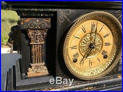 WORKING Antique Seth Thomas Mantle Clock Lion Adamantine All Original Parts 1880