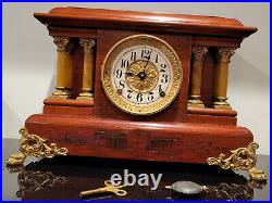 WORKS GREAT! Beautiful Antique Seth Thomas Six Column Adamantine Mantle Clock