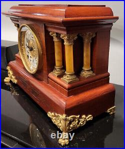 WORKS GREAT! Beautiful Antique Seth Thomas Six Column Adamantine Mantle Clock