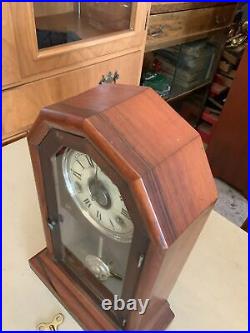 WORKS! Vintage Antique Wind Up Wood Mantle Shelf Clock- Seth Thomas