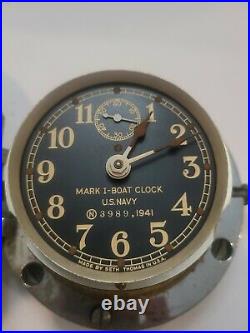 WW2 USN U. S. Navy Mark I Boat SHIP NAUTICAL Clock Seth Thomas
