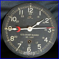 WWII Seth Thomas US Coast Guard Ship's Clock Oct 1942 6 Dial Fine Running Cond