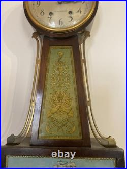 Working Antique Seth Thomas 8 Day Navy Banjo Wall Clock