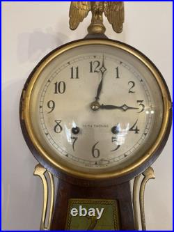 Working Antique Seth Thomas 8 Day Navy Banjo Wall Clock