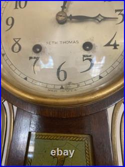 Working Antique Seth Thomas 8 Day Navy Banjo Wall Clock