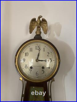 Working Antique Seth Thomas 8 Day Navy Banjo Wall Clock