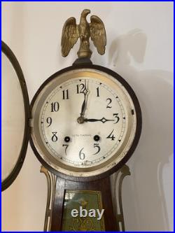 Working Antique Seth Thomas 8 Day Navy Banjo Wall Clock