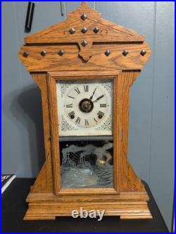 Working Antique Seth Thomas Victorian Around The World Mantle Clock Key Included