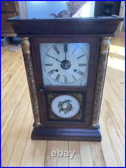 Working Seth Thomas Antique Weight Driven Painted Glass Clock Paymouth CT 19th C