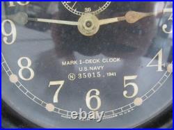 World War II Seth Thomas Mark I 1941 Bakelite US NAVY Deck MARITIME Clock
