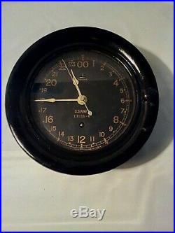 Ww2 Rare U. S. Navy Ship Board 24 Hour Clock, By Seth Thomas. Works Great